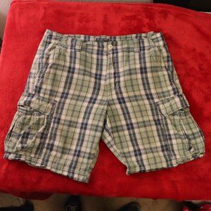 Polo Jeans Co Plaid Cargo Shorts green navy 36